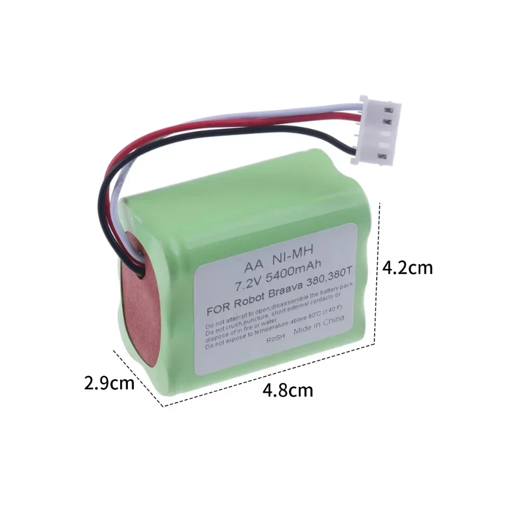 Upgrade 2500/3000/5400mah 7.2V NI-MH Battery for iRobot Braava 380T 380 390T and Mint 5200 5200B 5200C Vacuum Cleaner