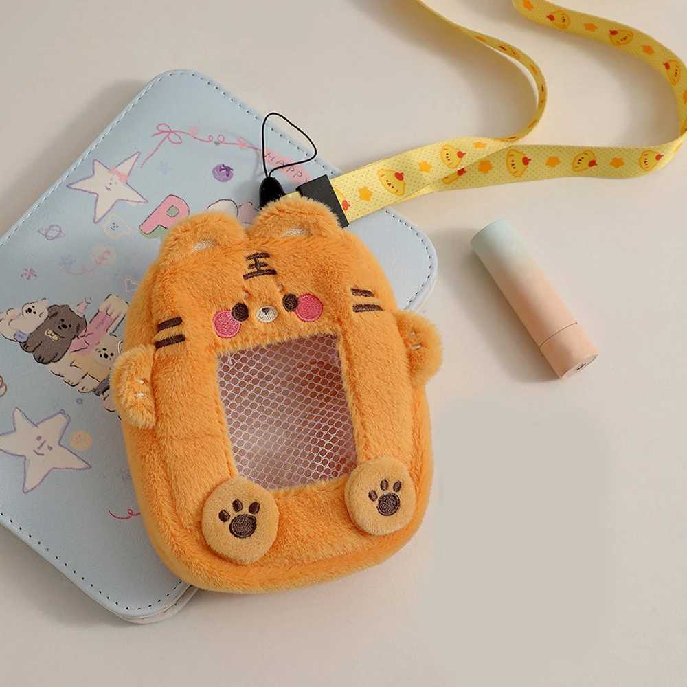 

Cartoon Animal Series Plush Photocard Holder Zipper Coin Purse Earphone Storage Pouch Card Cover With Keychain Bag Pendant