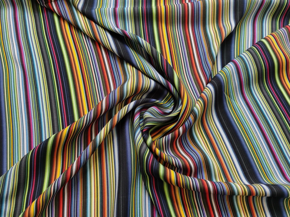 1 Meter X 1,4 Meter Farbiger Streifenstoff Kleid Hemd Pyjama Material Viskose Popeline – Detail 3