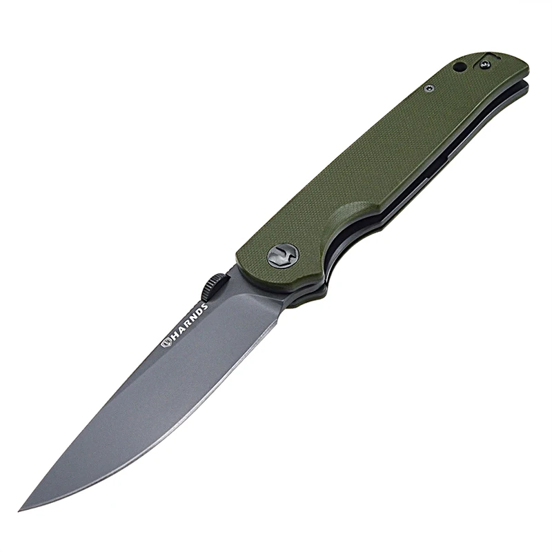 HARNDS Vanguard CK7207 Folding Knife Compact EDC with D2 Steel Blade Pocket Knife G10 Handle with Thumb Stub and Pocketclip