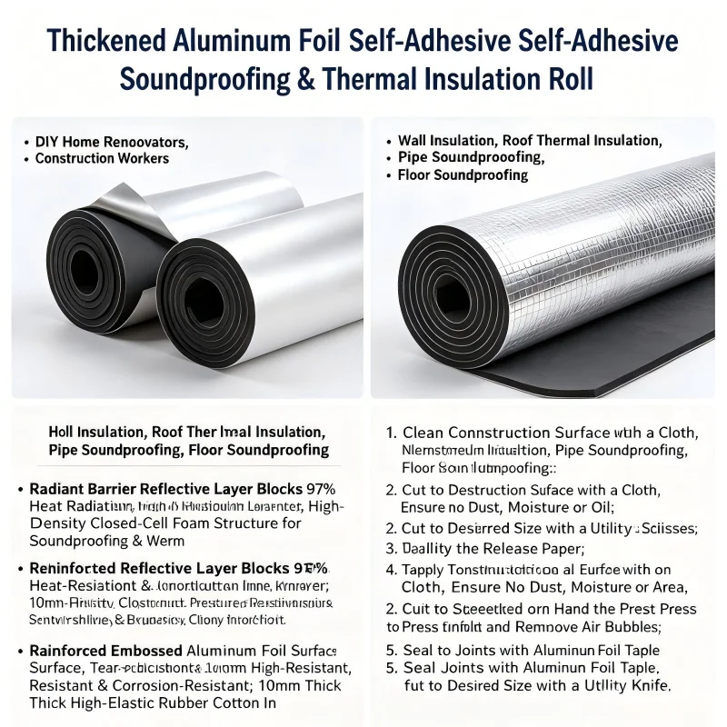 10MM Thermal Insulation Foam Roll Soundproof Heat Barrier Noise Reduction Mat Warm Keeping Panel for Wall Door Floor