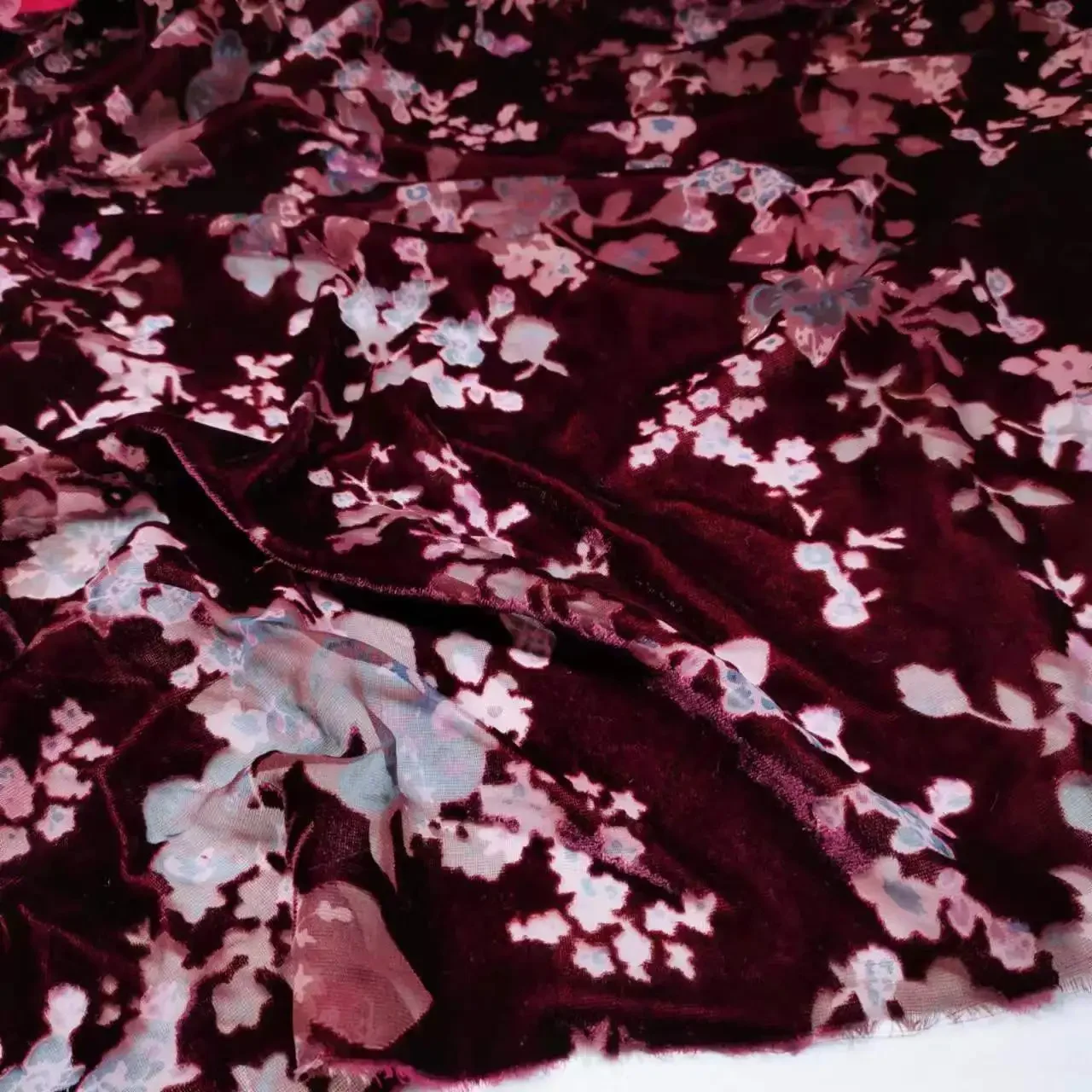 Velvet Dress Burnt Out Flower 140cm Width Fabric DIY Rayon Viscose Wedding Gown Decoration Material