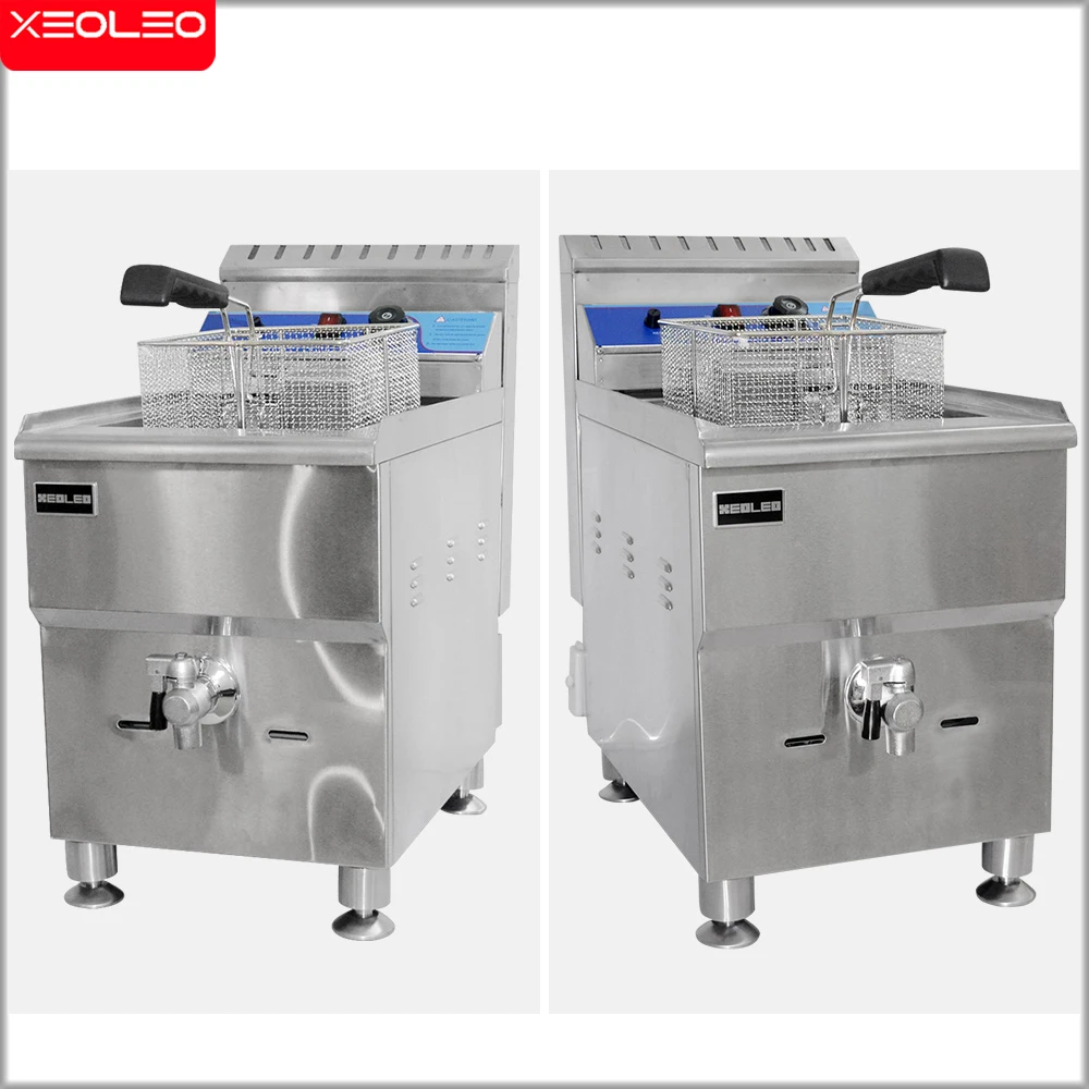 XEOLEO 18L Gas Commercial Oil Fryer Single Tank Large-capacity Fried Machine Chicken Wings Fast-Heating Snack Deep Fryer