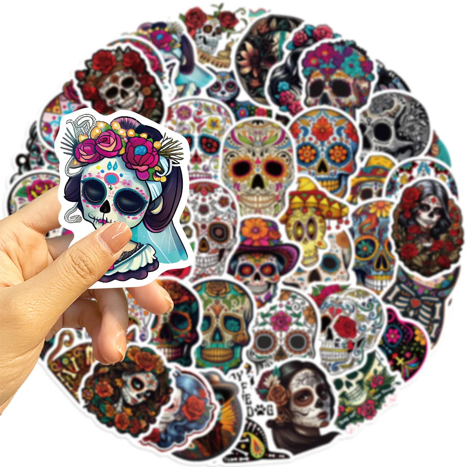 10/30/50PCS Day of the Dead Stickers Skull Graffiti DIY Scrapbook Luggage Laptop Guitar Car Bike Skateboard Sticker Waterproof