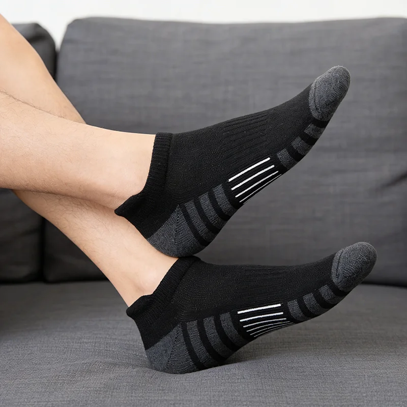 

5 пар баскетбольных носков, модные трендовые спортивные носки, впитывающие пот короткие носки с полотенцем, короткие мужские носки