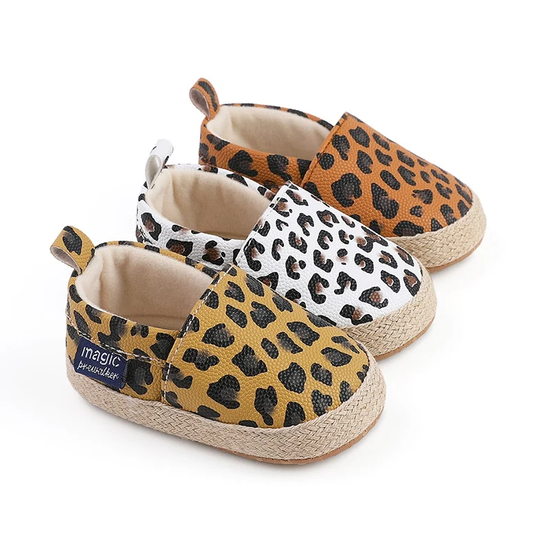 Baby Shoes Leopard Print Toddler First Walkers Infant Newborn Anti-slip Shoes Leather Peas Shoes for Baby Boy Shoe Spring Casual