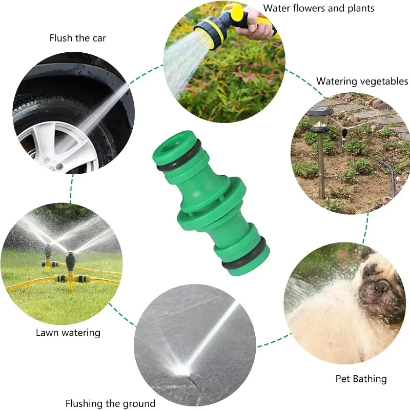 5PCS Double Plug Hose Connector Extender for Car Washing Garden Pipe Connecting Quick Irrigation Watering Plumbing Fitting