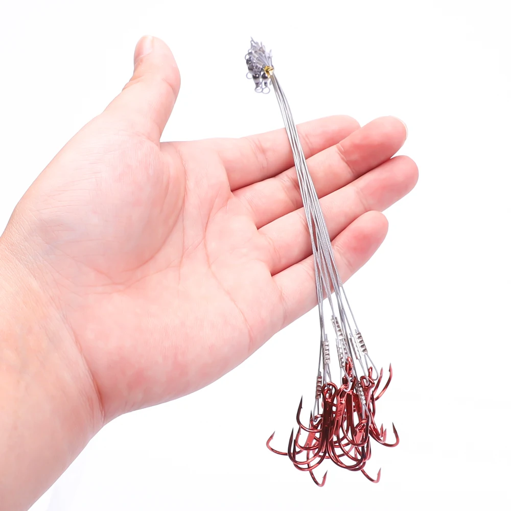 FISH KING High Carbon Steel Carp Fishing HOOK Treble Hooks With Steel Wire Rope Red Fishhook for Carp Bass Fishing Accessories image 4