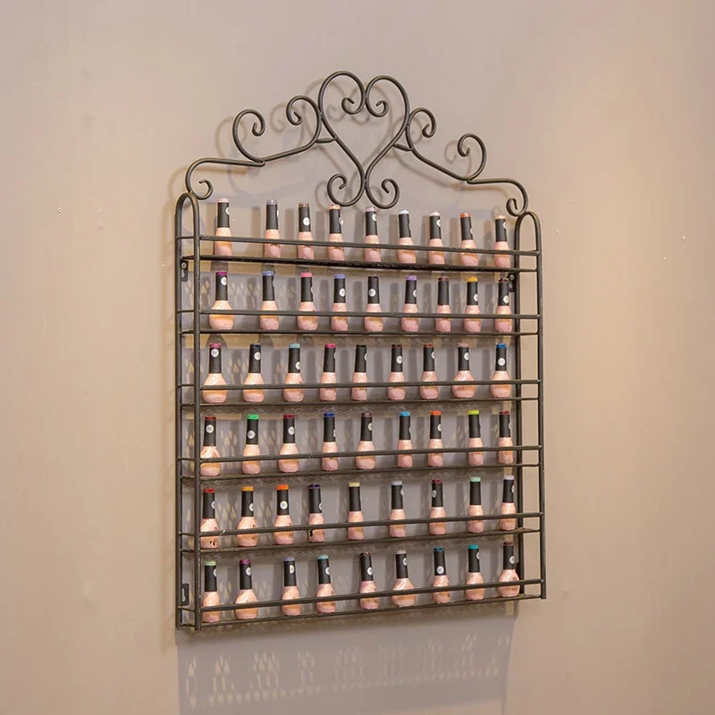 white 6 Layer Iron Nail Polish Shelf Black Nail Shop Exhibition Shelf Nail Polish Display Wall Rack Makeup Organizer