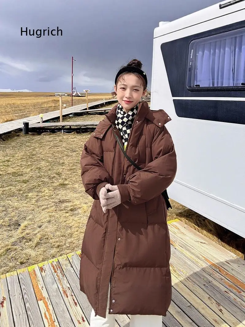 Women Over Knee Padded Coat Loose Long Length Korean Style Thick Warm Cotton Jacket Casual Winter Outerwear for Daily Street Wea