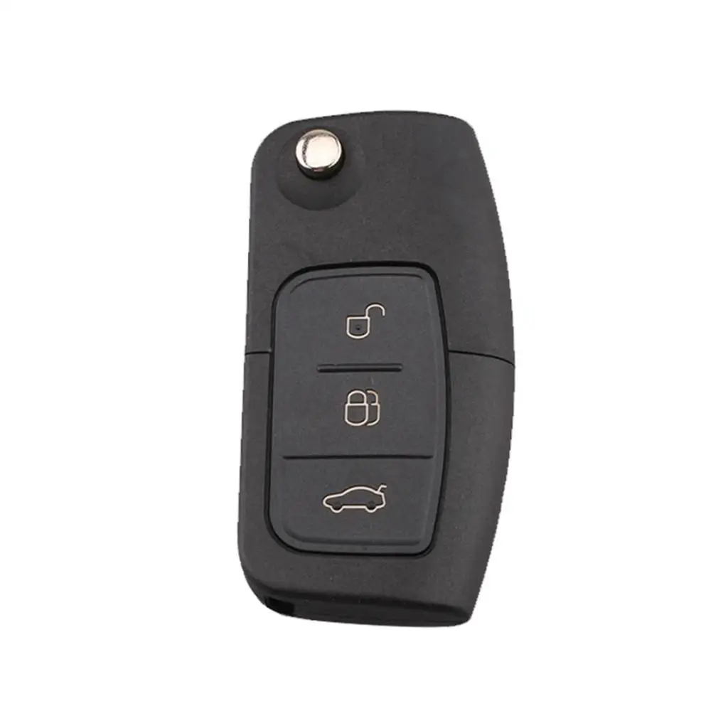 3 Buttons Flip Remote Key Fob Case Shell + Uncut Key Blade Black for Ford Focus Fiesta C Max K