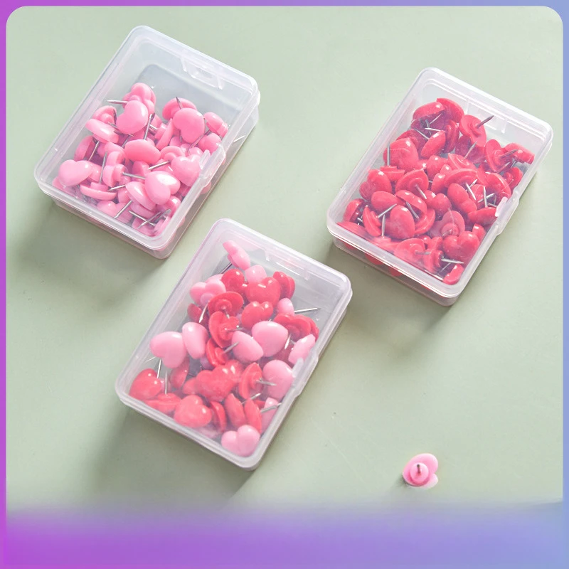 1 Box,Plastic Hot-selling Candy Color Love I-nails Creative Pink Desktop Cork Felt Board Decorative Pushpins