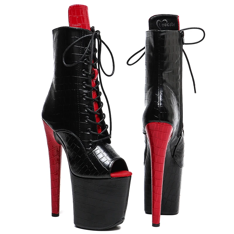 Leecabe  20CM/8inches PU mix color  Trendy fashion Platform  High Heels  party  stripper heel Pole Dance boots