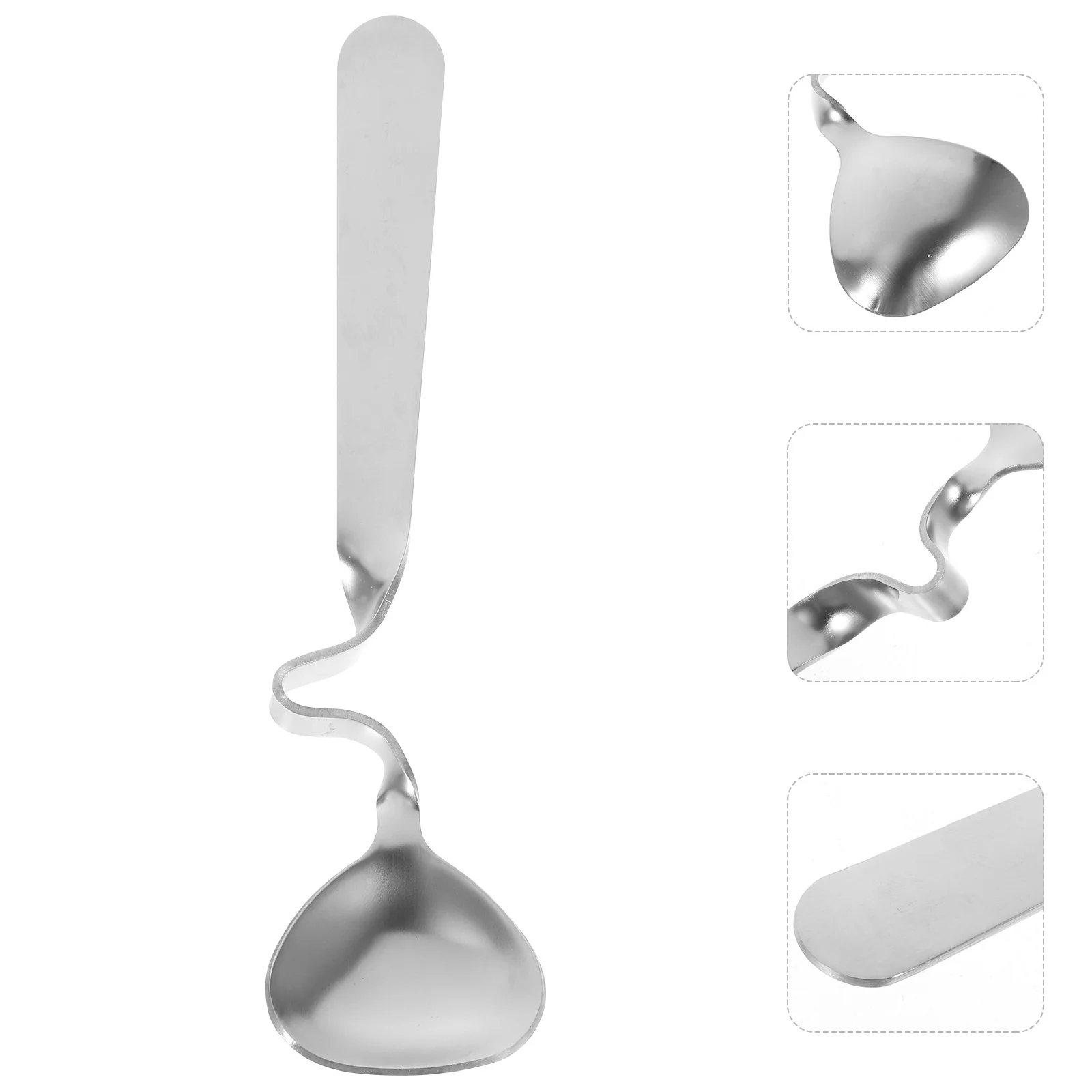 

4 Pcs Honey Mixing Spoon Dessert for Coffee Tea Tableware Creative Spoons Iced Household Stainless Steel Curving Handle