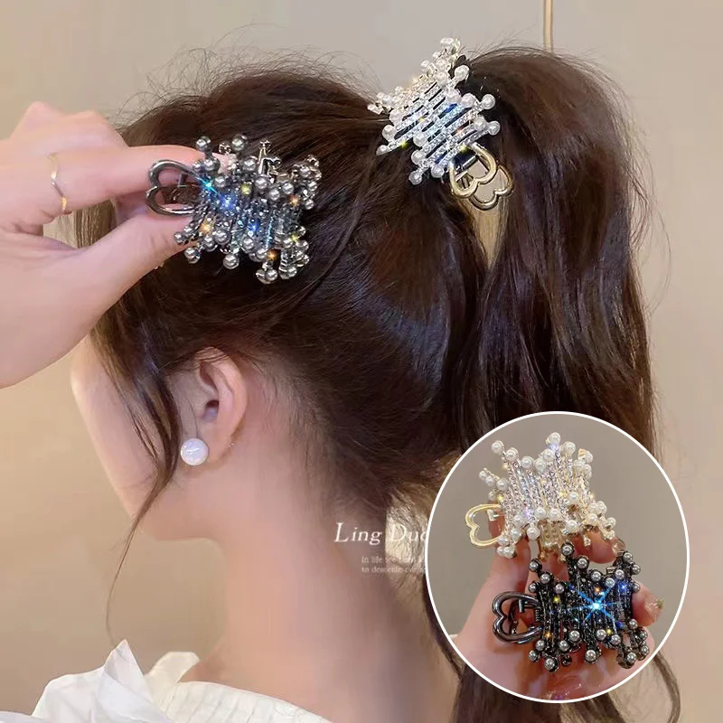 Simulierte Perle Kleine Klaue Hohe Pferdeschwanz Haarnadeln Mode Strass Shark Clips Für Frauen Dicke Lange Haar Zubehör