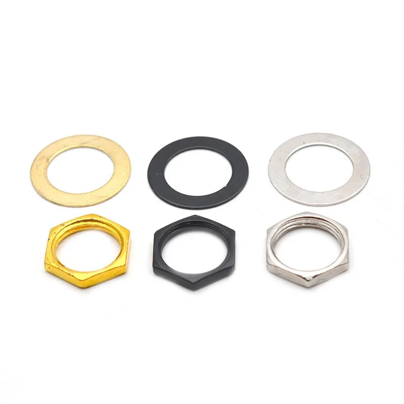 M12 Guitar, Bass Shake Switch Nut Gasket 12MM Switch Nut Gasket, Musical Instrument Accessories, Black Gold Silver