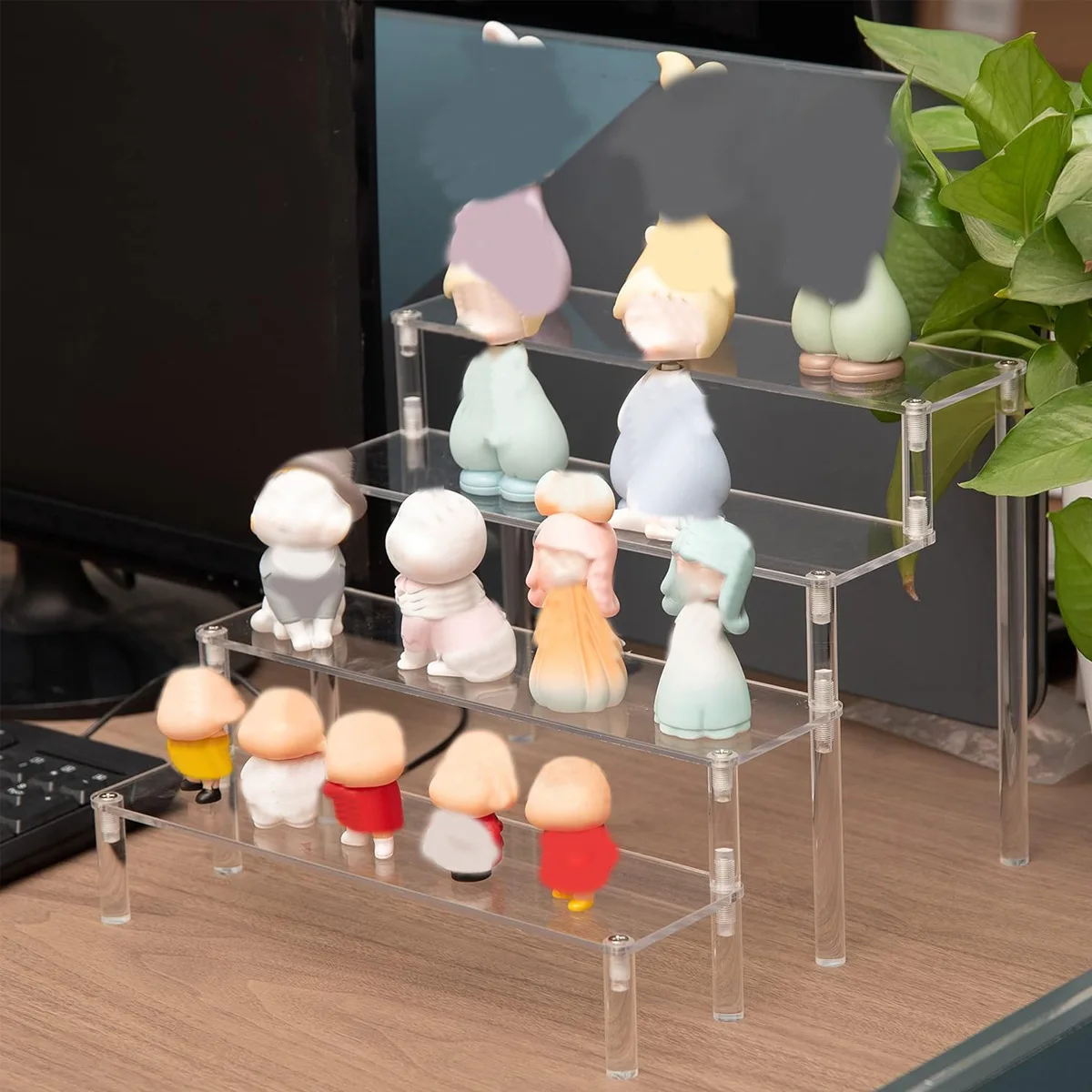 قطعة واحدة، رف عرض شفاف من الأكريليك متعدد الطبقات، رف تخزين مكتبي، مناسب لمستحضرات التجميل والعطور والدمى ورف طلاء الأظافر