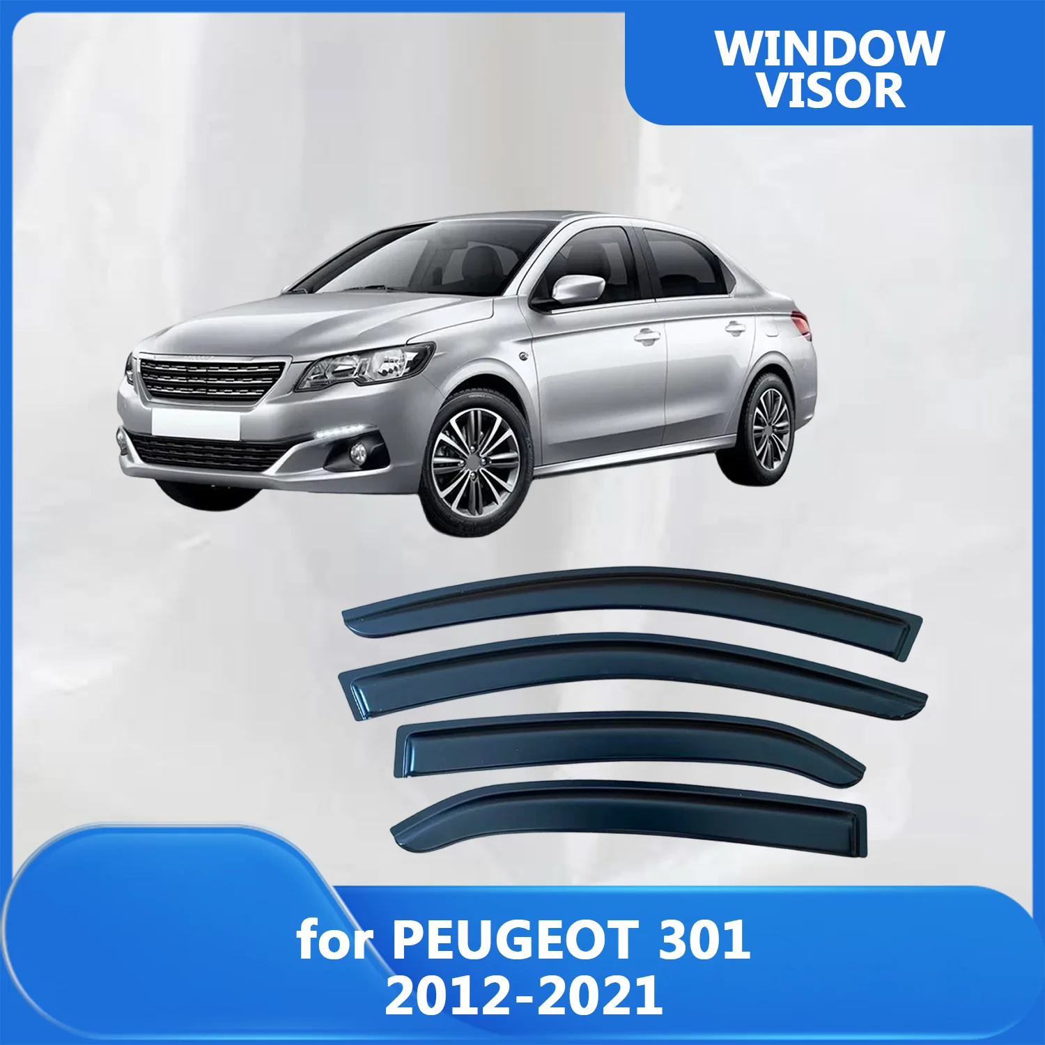 

Window Visor for Peugeot 301 2012 2013 2014 2015 2016 2017 2018 2019 2020 2021 Wind Deflectors Rain Guards Door Visor Vent