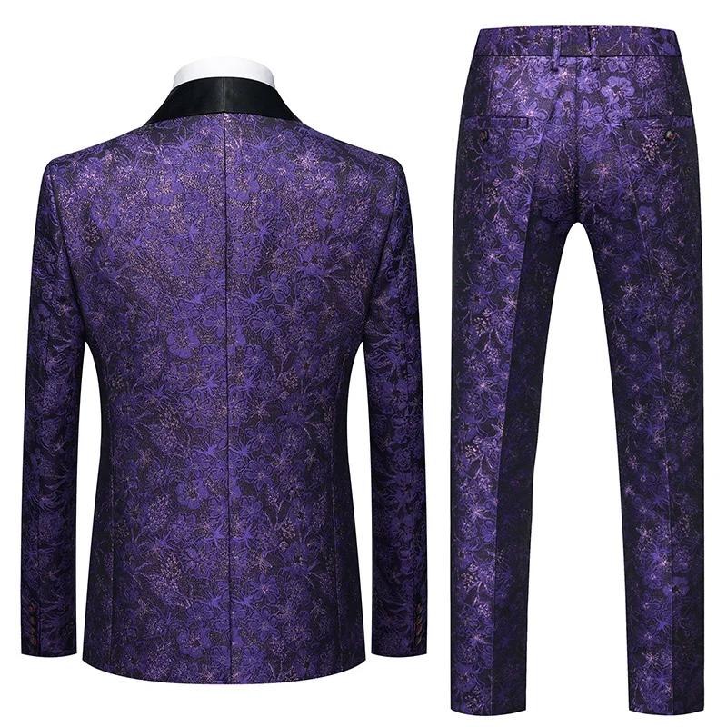 2026 New Men\'s Purple Suit 3-Piece, Wedding Party Dress Jacket and Vest with Trousers, Asian Size Slim-Fit Sets. M-6XL