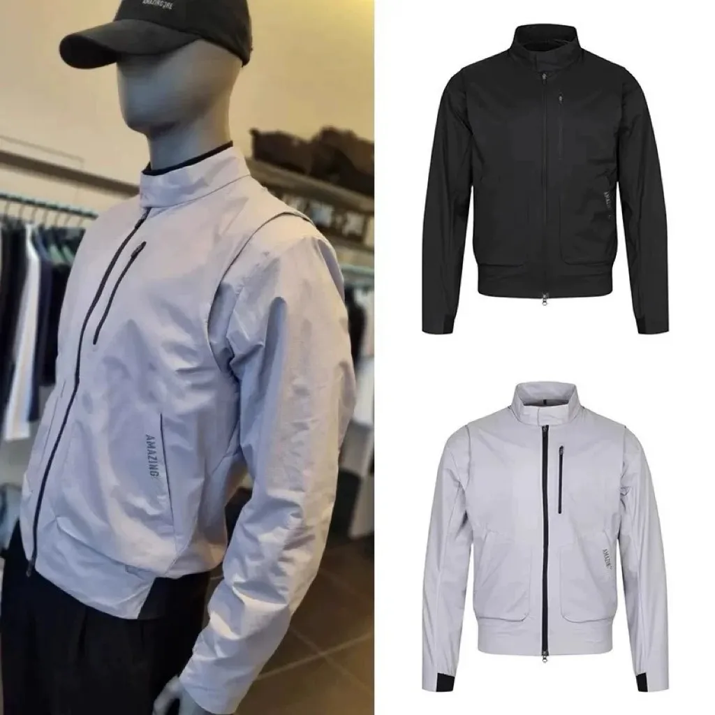 New Golf Clothing Men's Autumn/winter Outdoor Sports Sleeves Detachable Golf Jacket Fashionable Windproof Warm Jacket