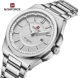 2023 New NAVIFORCE Watch For Men Stainless Steel Band Quartz Wristwatches Male Clock with Luminous Pointers Relogio Masculino