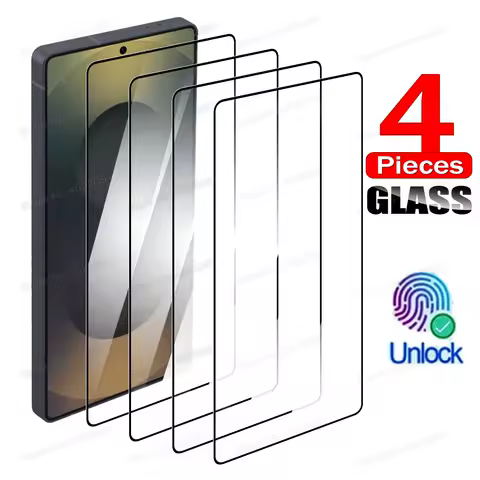 4PCS Fingerprint Unlock Tempered Glass For Samsung Galaxy S25 Edge S24 Ultra S23 S22 S21 Plus S20 FE Full Screen Protectors Film