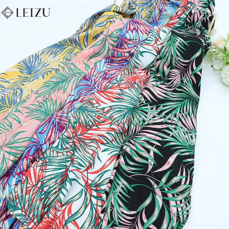 

150x50cm Hawaiian Printed Fabric Leaves Four-way Stretch Fabrics Woven for DIY Summer Shirts,Dresses,Beach Vacation Sew Clothes
