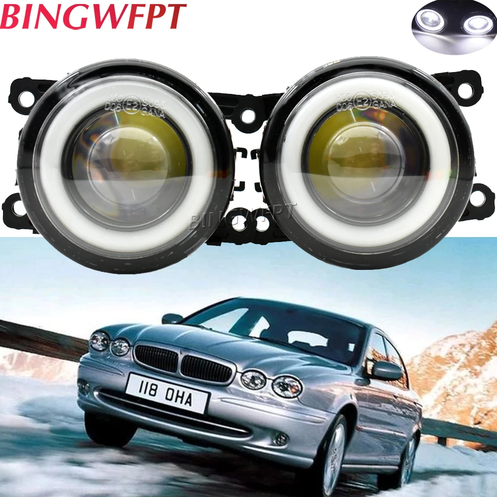 High QualitFor 2001-2009 Jaguar X-Type (CF1) Saloon Car LED Bulb Fog Light + Angel Eye DRL Daytime Running Light 12V Accessories