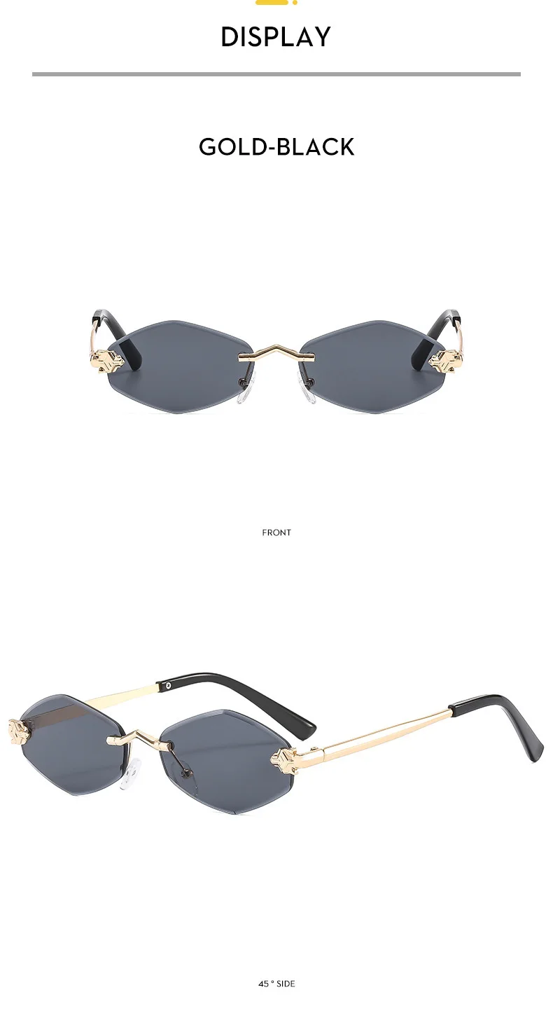 Rahmenlose Rhombus personalisierte Damen-Sonnenbrille, elegante und vielseitige klassische Sonnenbrille, luxuriöse und hochwertige Sonnenbrille UV400. – Detail 13