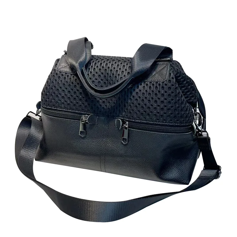 Casual Women's Shoulder Bag, New Style Crossbody Bag with Mesh Fabric, Leather Trim, Large Capacity