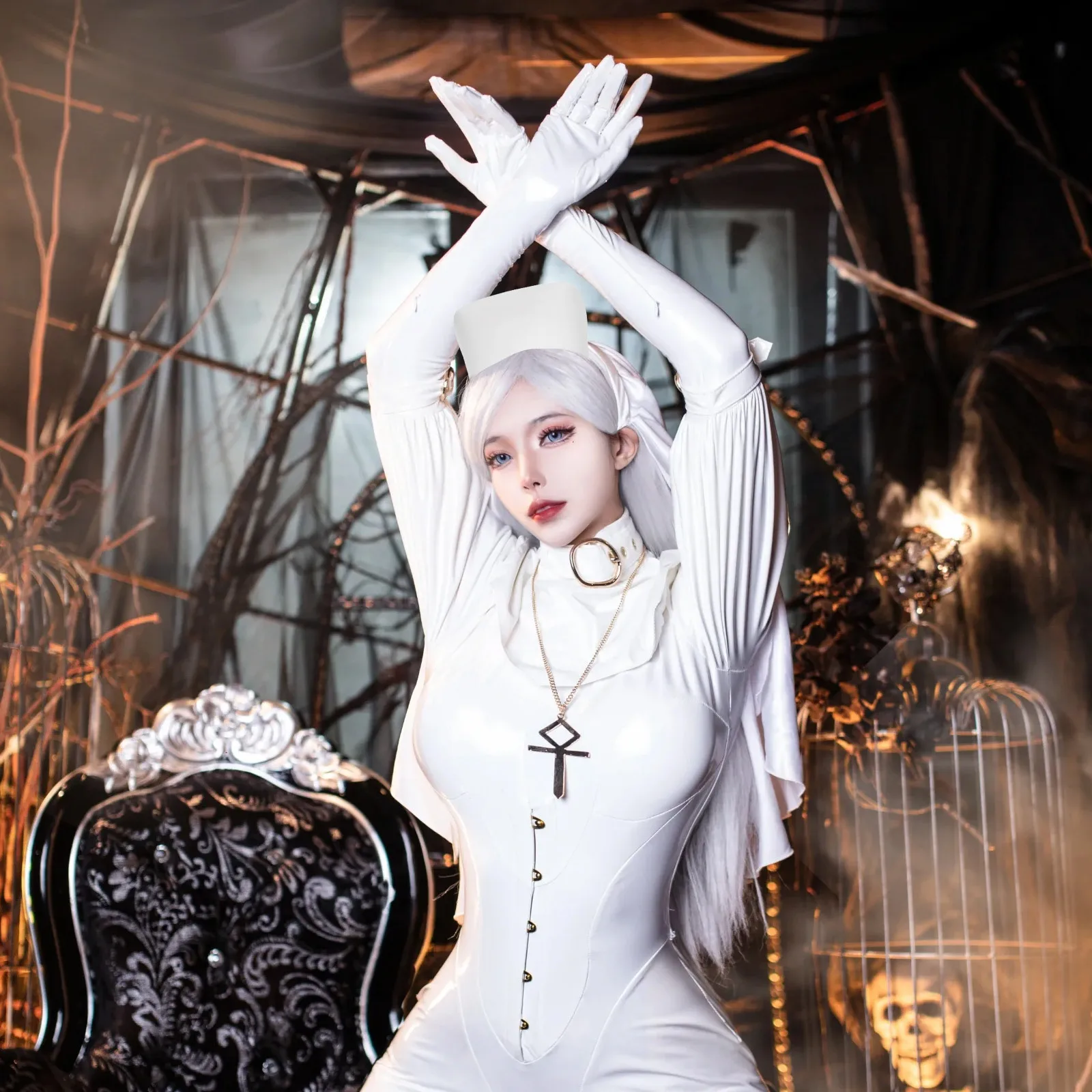 Cappello da infermiera sottile Fascia per allattamento bianca per donna Berretto per chirurgia medica Festa di laurea Cosplay Leggero e confortevole