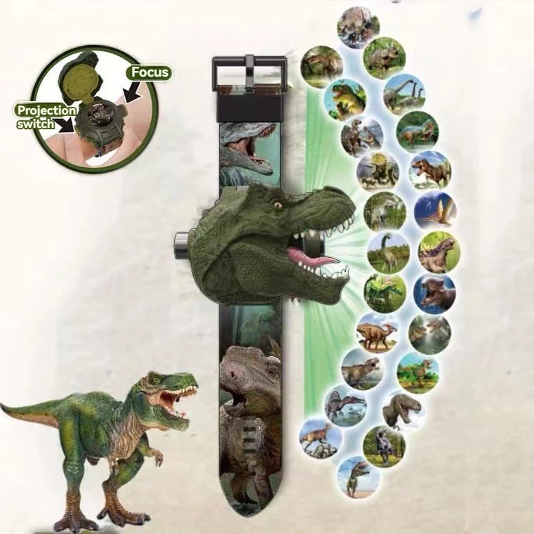 Stylish 3D Children's  Dinosaur Electronic Watch Boys Projection  Watches 24 Projection Patterns Boys Girls Birthday Gift