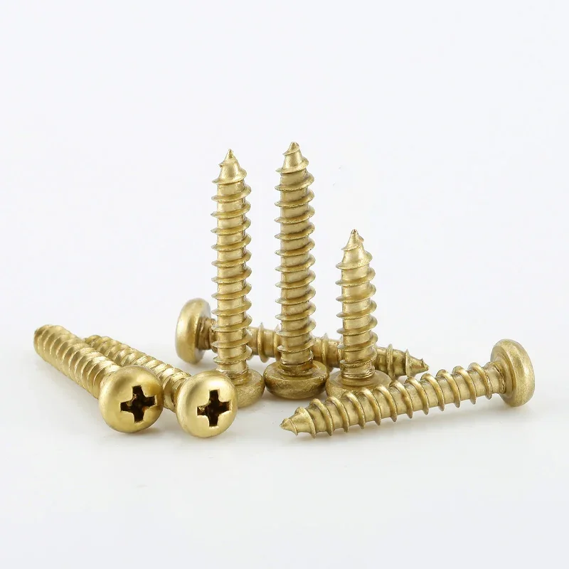 3~20pcs Brass Round Self Tapping Screw M3 M3.5 M4 M5 M6 Wood Screws Length 6mm~50mm