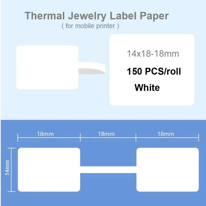 150pcs/Roll High Quality Jewelry Price Tag 14x18-18mm/14x20-13mm Small Roll White Blank Thermal Label printing Paper for jeweler