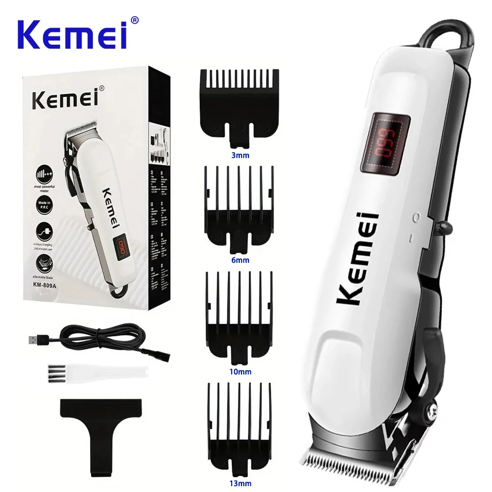 

Машинка для стрижки волос Kemei, мужская машинка для стрижки волос, беспроводной триммер, мужские профессиональные машинки для стрижки волос, перезаряжаемая машинка для стрижки волос, парикмахерская KM-809A