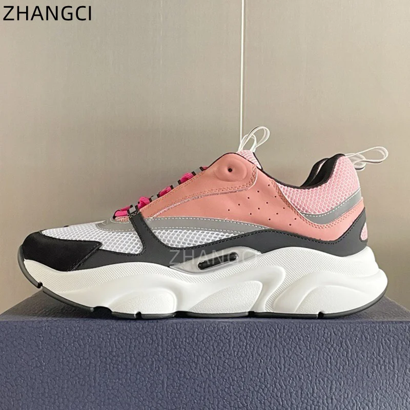 B22 Sneakers, Men Fashion Hip Hop Leathers Colorblock Sneakers, Classic Breathable Platform Sports Shoes, Oversize & Running