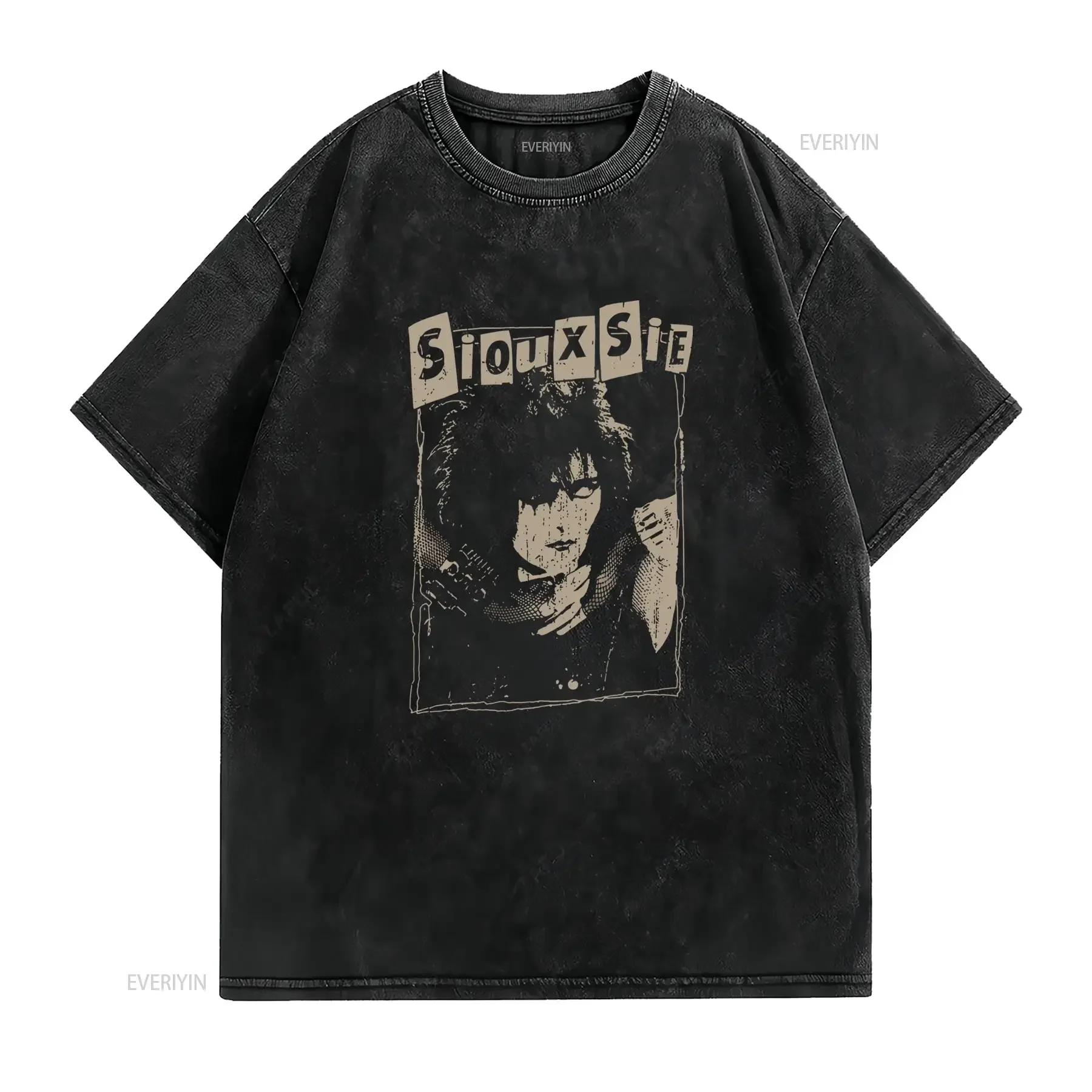 Vintage Gothic Siouxsie Post Punk Portrait Print Casual T Shirt vintage Washed Versatile homme Stretched Comfortable Slightly