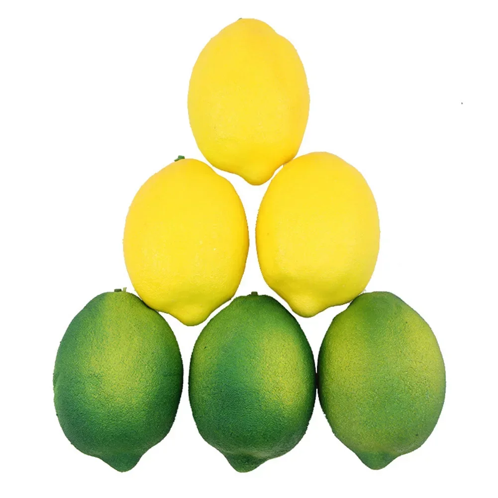 Artificial Lemons Realistic Fake Lemons Pack of 6 Foam Artificial Fruit Props for Photography and Table Decoration