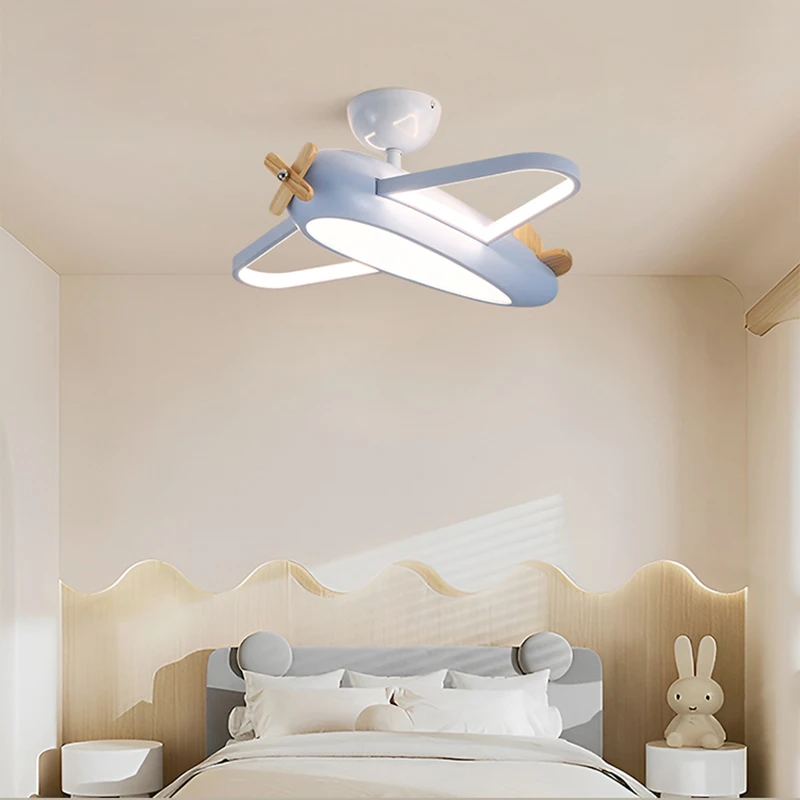 Imagem -03 - Creme Azul Avião Luzes de Teto Proteção para os Olhos Quarto do Berçário Lâmpada Suspensa para Crianças Menino Crianças Quarto Candelabro Lâmpadas Led