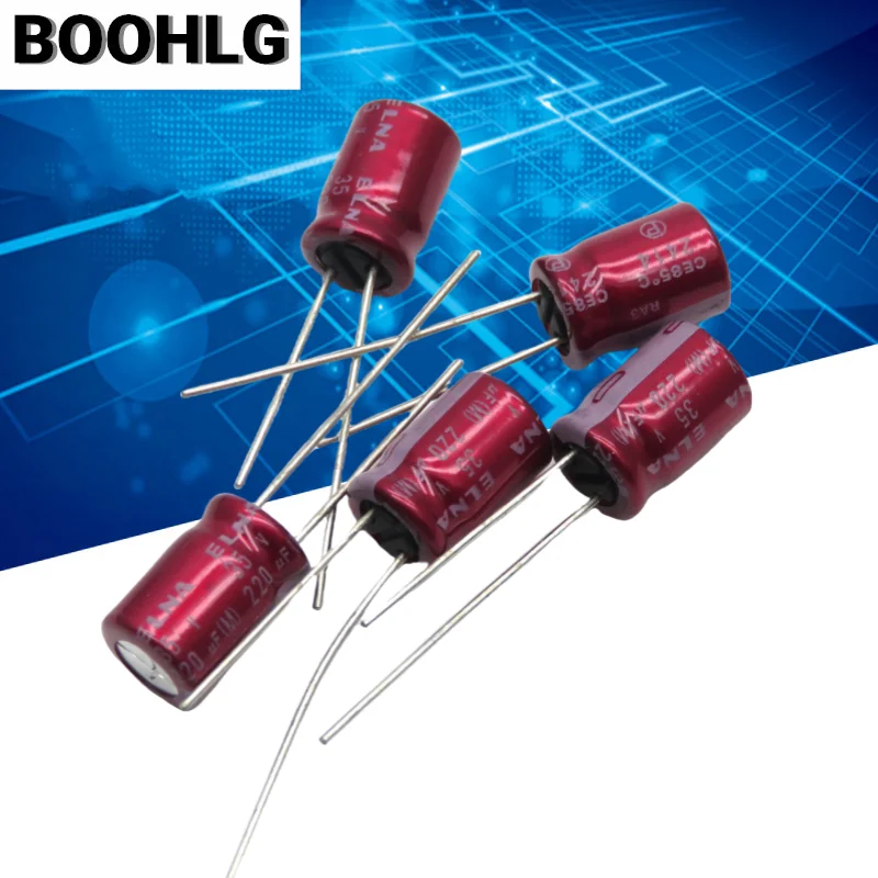 5 قطعة 220 فائق التوهج 35 فولت مكثف الصوت 35 فولت 220 فائق التوهج 8X12 RA3 الأرجواني الأحمر رداء