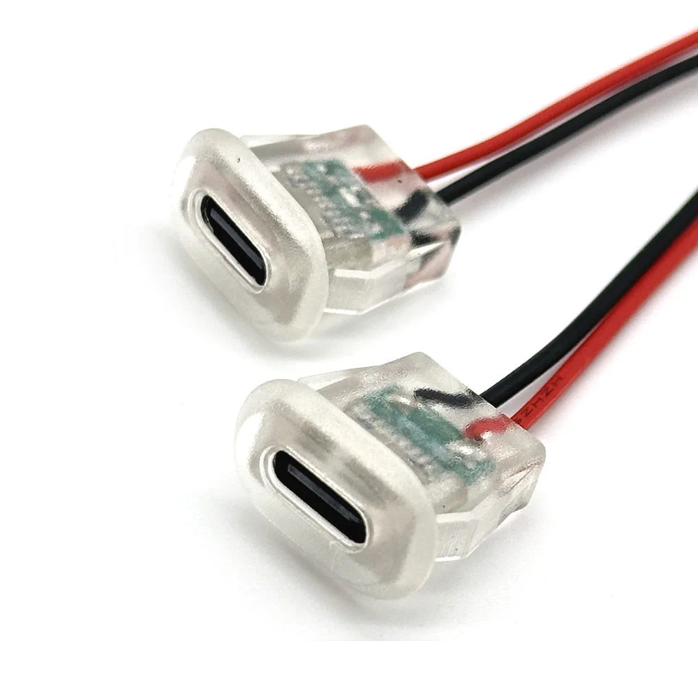 2-pinowe gniazdo USB typu C 5A z podświetleniem LED Wodoodporny port zasilania USB-C Złącze żeńskie TYPE-C Jack — zdjęcie 5