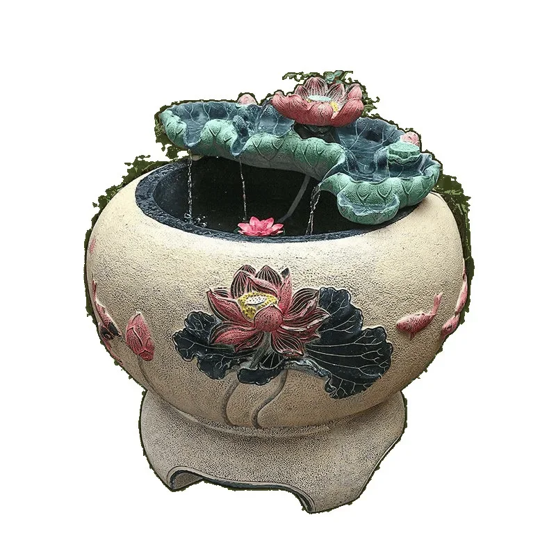 

enlarged and thickened round lotus fish tank, filtered circulating water fish tank, garden outdoor landscaping decoration