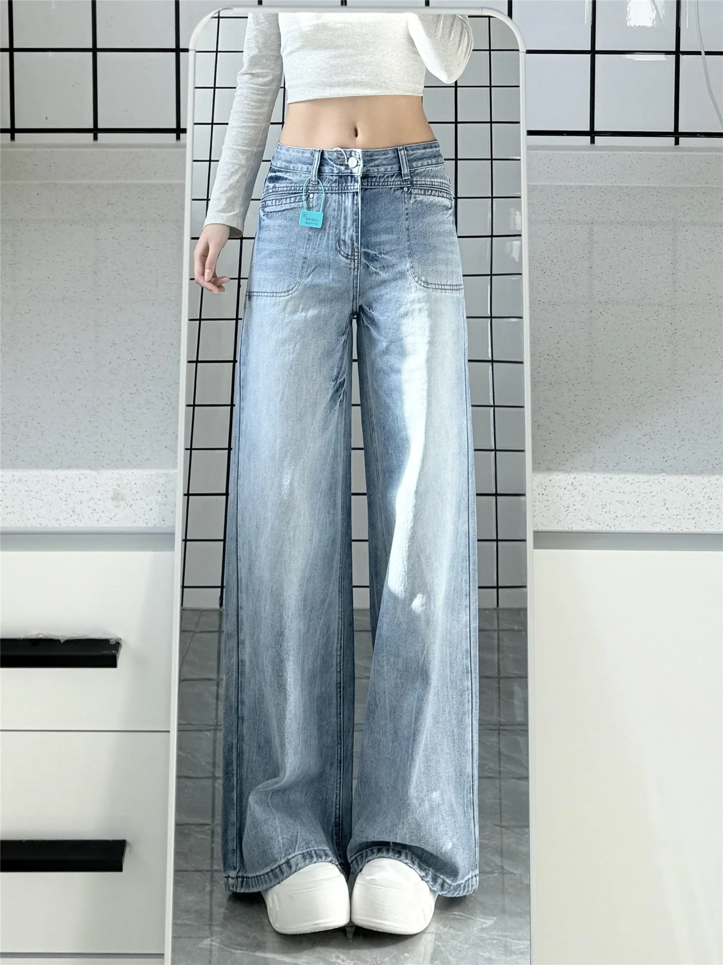 

High Waist Wide Leg Jeans Women's Loose Fit Straight Casual Cotton Denim High Rise Trousers for Tall Women