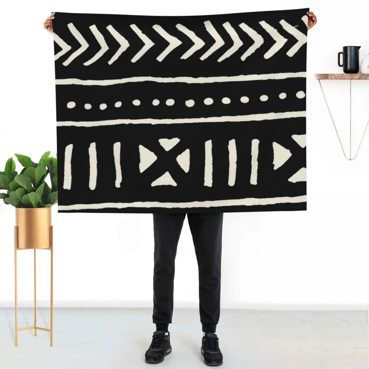 African Mud Cloth Throw Blanket Multi Use Warm Blanket for Living Room Bedroom