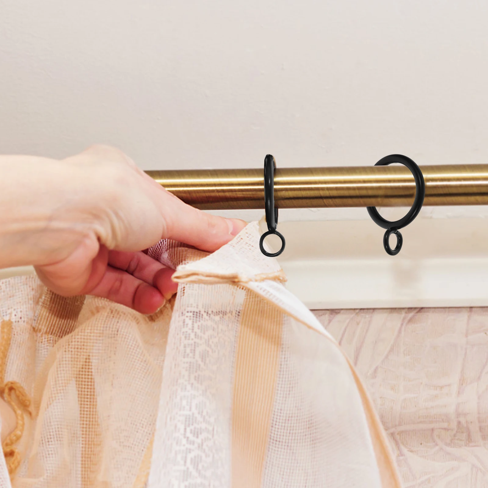 

40pcs Rings Black Metal For 25Mm Rods Drapery Rings Easy Install Household Ring Replacement Curtain Accessories Window Curtain