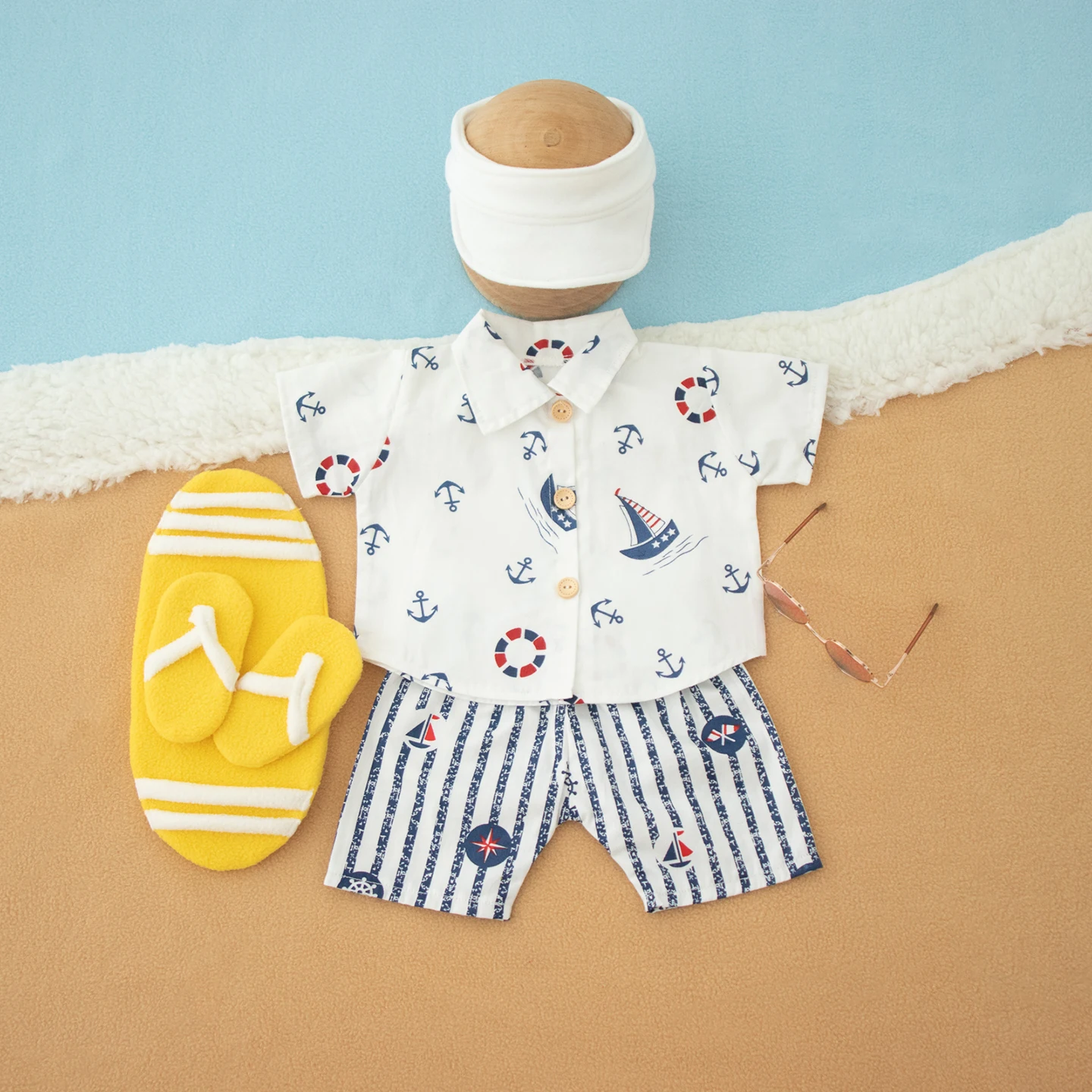 ❤️Newborn Photography Clothing Hat+Shirt+Shorts 3Pcs/Set Studio Baby Boy Girl Photo Prop Accessories Beachwear Swimsuit Bikini