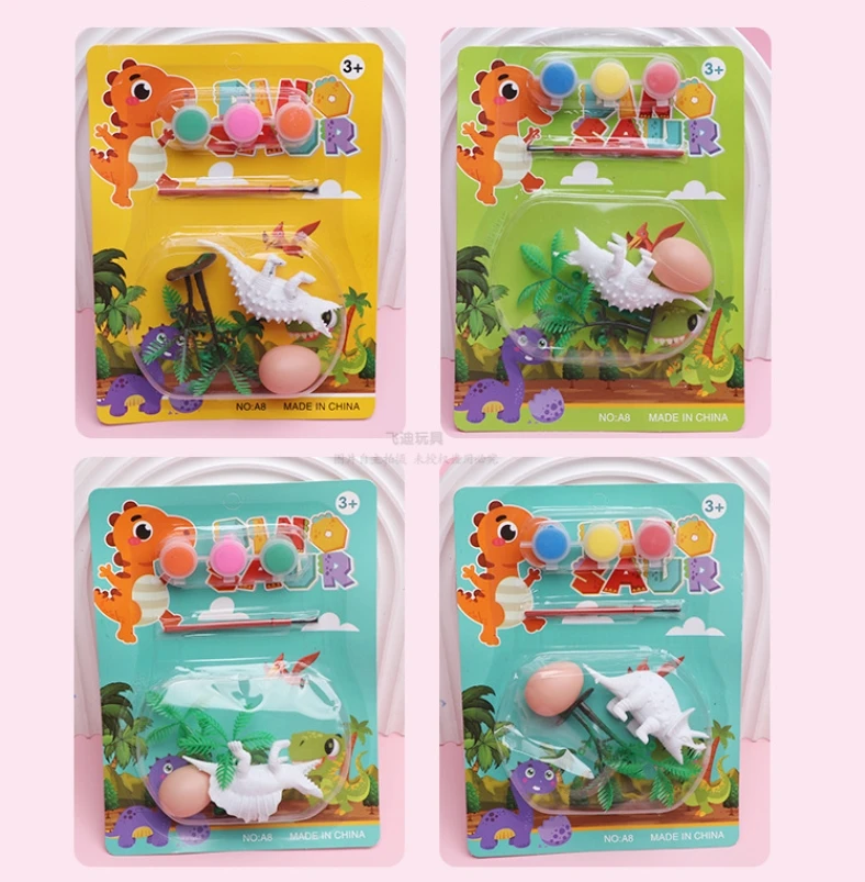 2Pcs Children Painting Toy Handmade DIY Painting Plaster Doll Cartoon Dinosaur Colouring Dinosaur Egg Colouring Toys