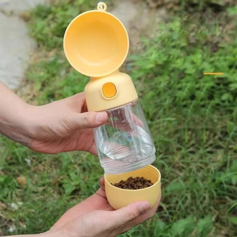 

Portable 2 in 1 Pet Water Bottle Easy To Clean Transparent Dog Water Bottle Plastic with Strap Dog Drinking Bottle Garden