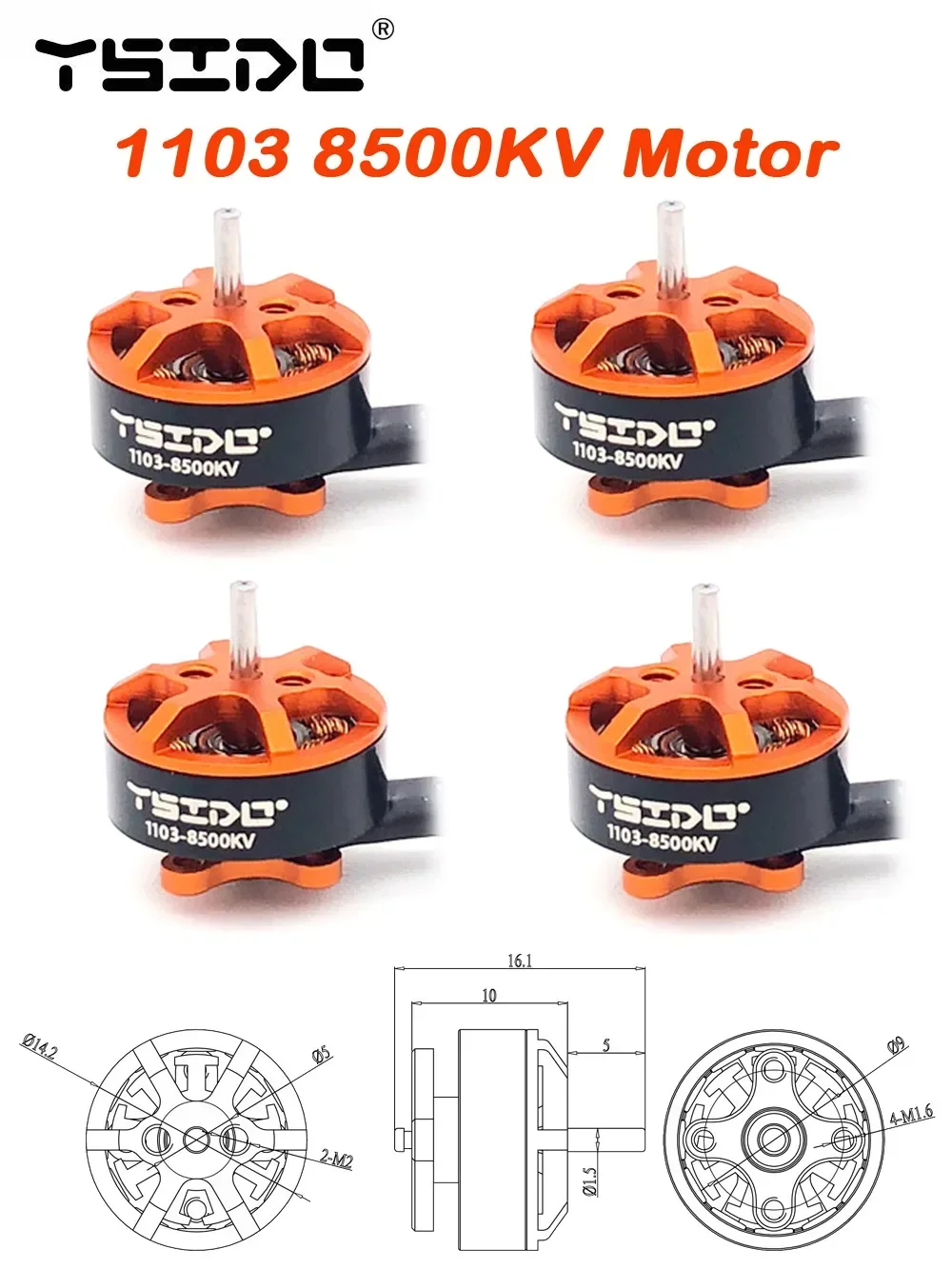 TIMEA 1103 8500KV 1-2s Lipo Brushless Motor 1.5mm Shaft for Gemfan HQprop 65mm Propeller Tinywhoop Pavo20 Bassline Micro Drones