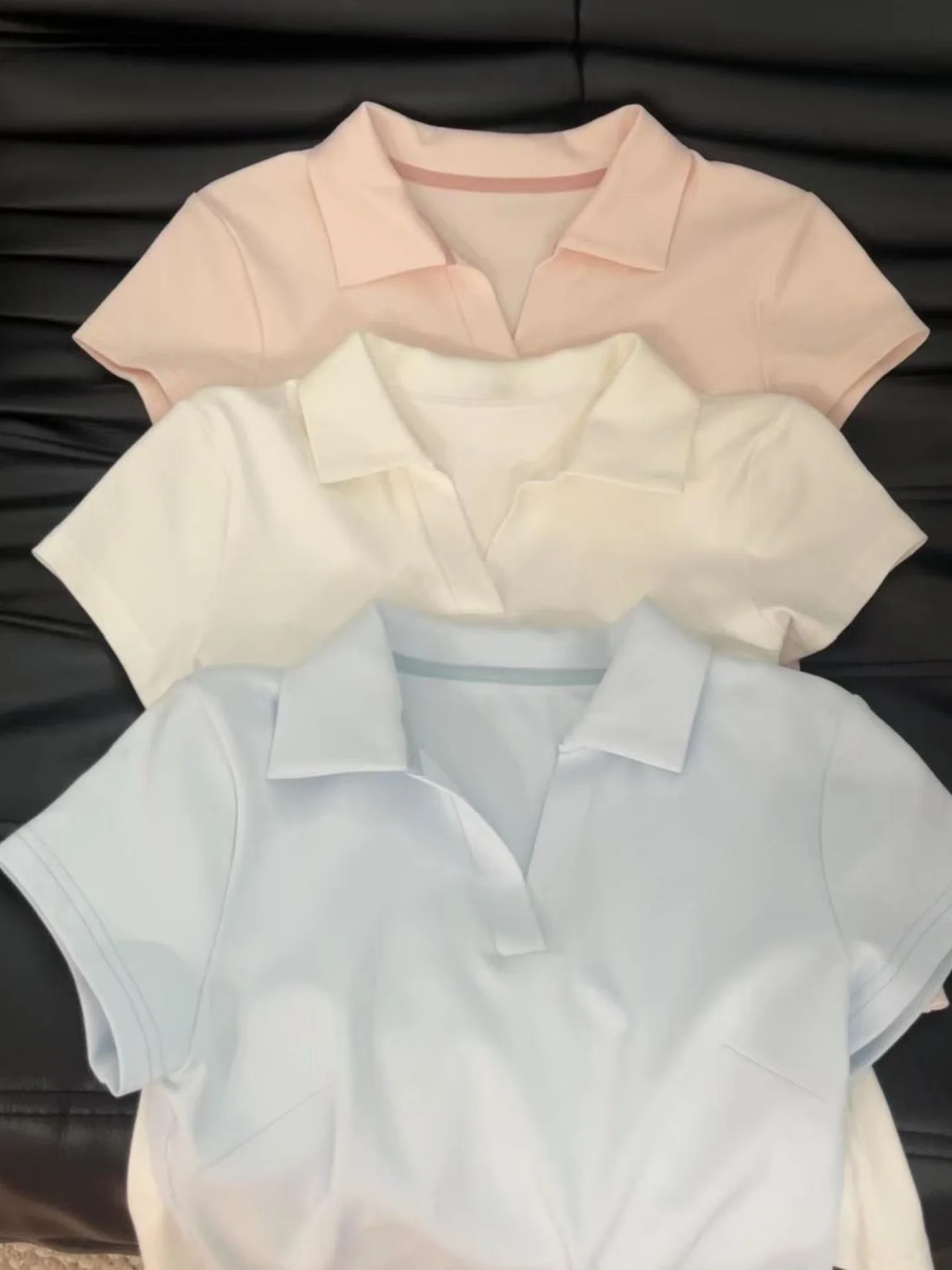 Colletto coreano Sle Colore ort Sve T-shirt slim fit Donna Estate New Sle Hot Girl oulder Colletto ribaltabile Top